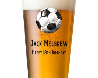Personlig ölglaspresent med fotbollstema till födelsedagar eller evenemang
