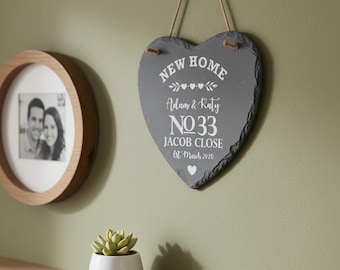 New Home Gift House Warming Personalised Slate Heart