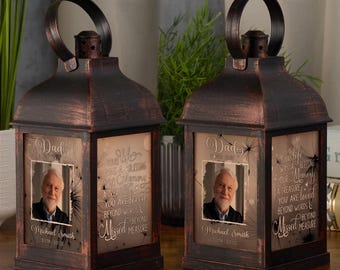 Gepersonaliseerde herdenkingsgeschenklantaarn, herdenkingskaars, met foto mannelijk en vrouwelijk