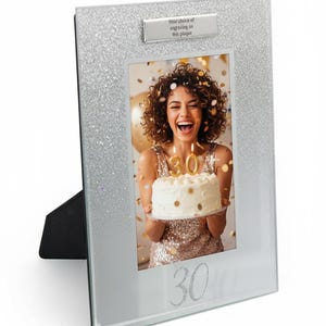 Personalised 30th Birthday Photo Frame Silver Glitter Gift