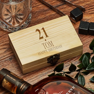 Personalised 21st Birthday Whisky Stones In Engraved Gift Box
