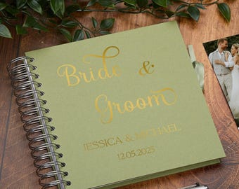 Personalised Bride & Groom Guest Book, Custom Elegant Scrapbook Keepsake Album Memory Book