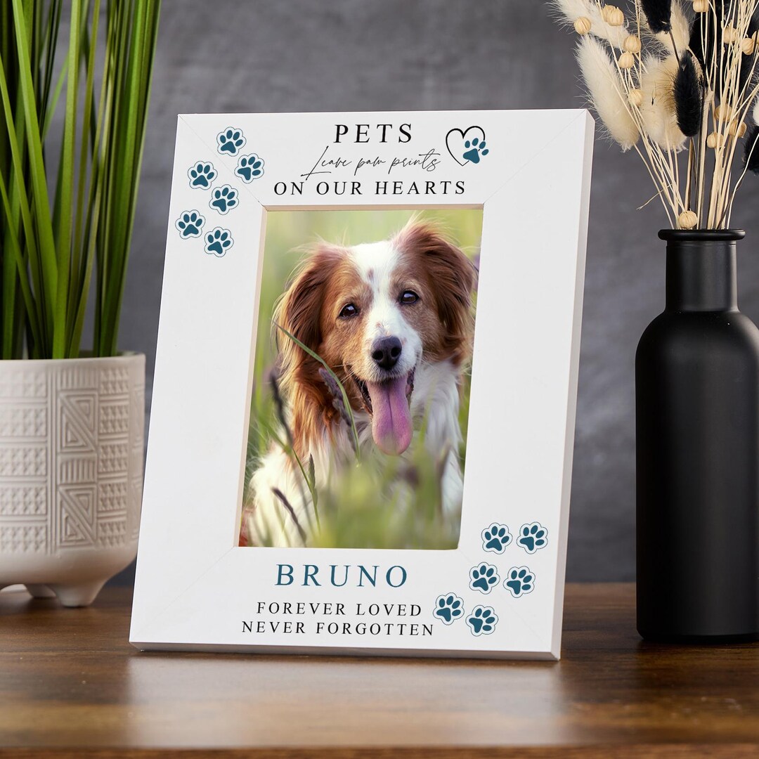 Personalised Pet Memorial Photo Frame Leave Paw Prints on Our Hearts - Etsy