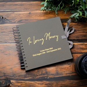 Personalised Loving Memory Funeral Remembrance Memorial Grey Guest Book