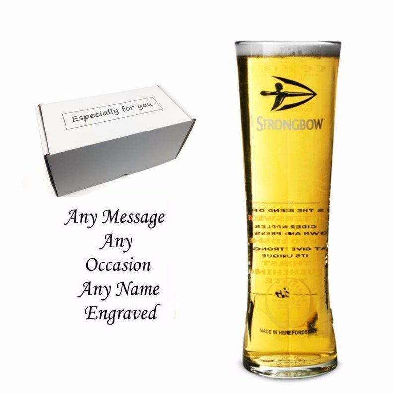 Personalised Engraved Branded Pint Fosters Beer Glass Wedding Gift Free Gift Box