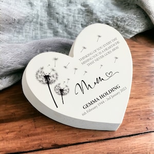 Personalised Mum Memorial Graveside Heart Remembrance Plaque Ornament Indoor or Outdoor