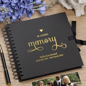 Personalised Memorial Funeral Guest Book Multiple Colours Scrapbook or Photo Album Gift