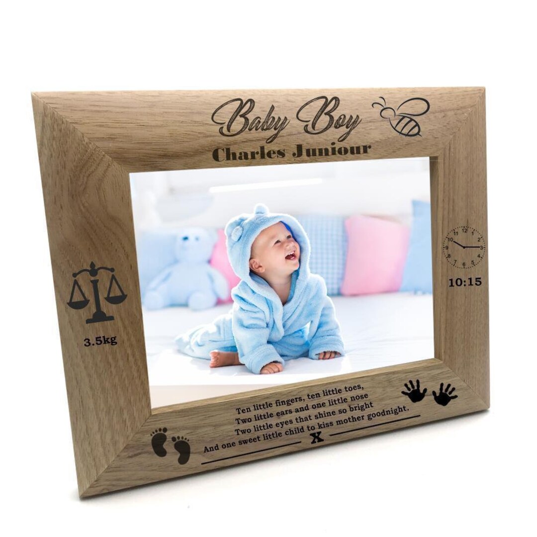 Personalised Baby Boy Wooden Photo Frame Gift Ten Little Fingers - Etsy