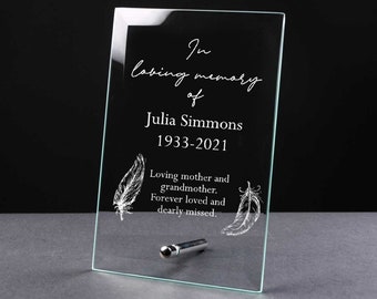 Personalised In Loving Memory Remembrance Glass Plaque