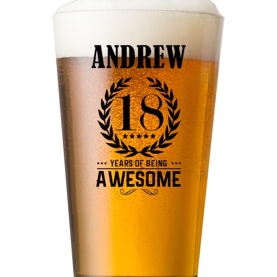 Personalsed 18th Brthday PNT Glass Tall Beer Glass 18th - Etsy UK