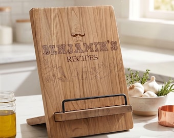 Personalised Any Name Male Recipe Book Or Tablet Stand For Kitchen Gift