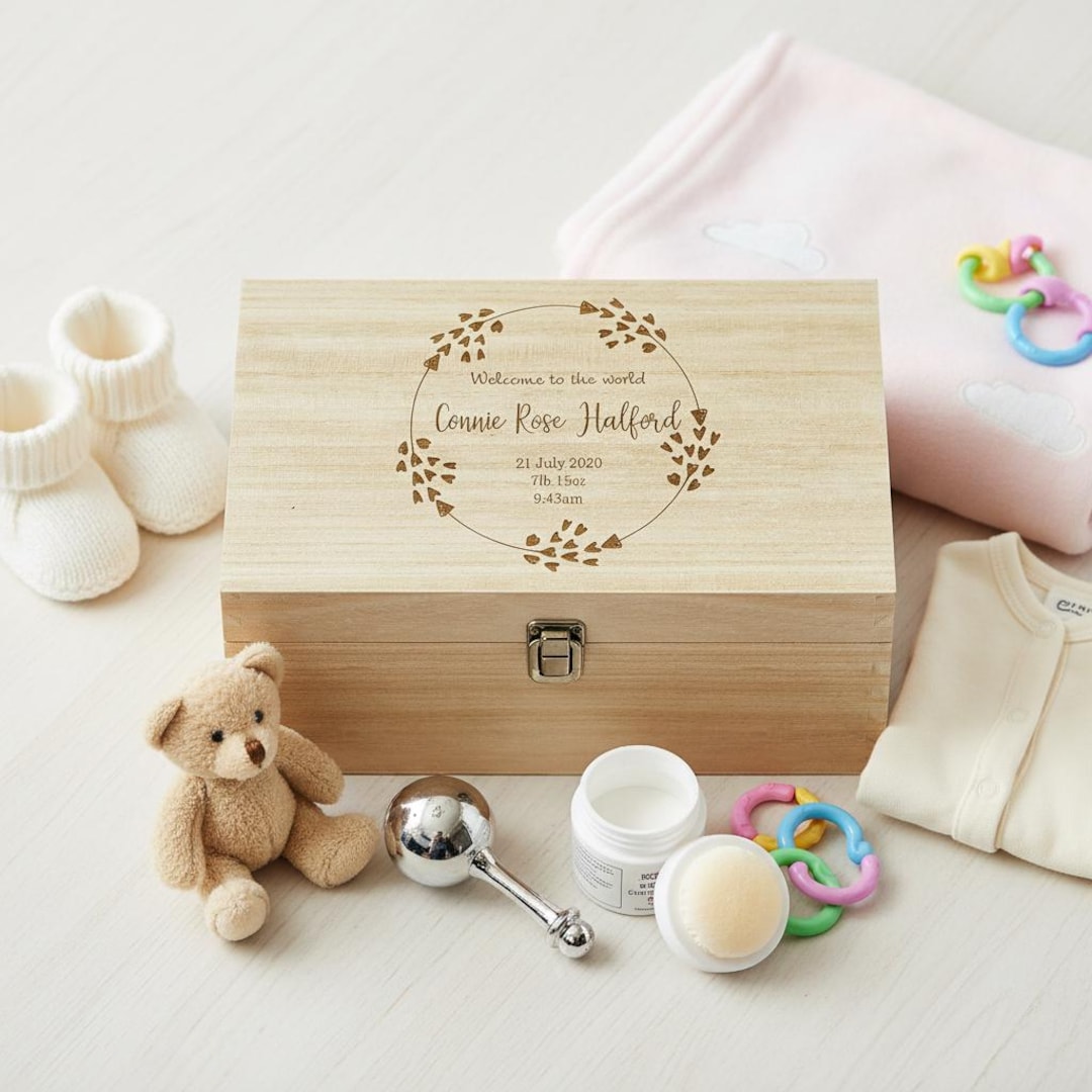 Personalised Baby Memories Large Wooden Keepsake Box Welcome to the ...