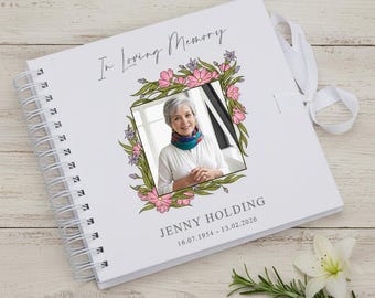 Personalised Funeral Condolence Memory Book Of Life - Memorial Guest Book Hardcover - Guestbook for Celebration of Life Memorial Service