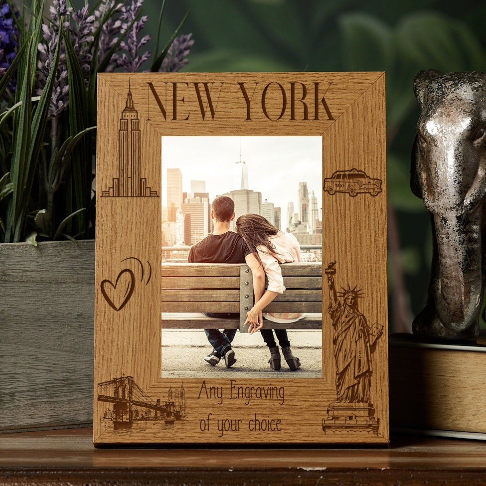 Personalised New York Holiday Memory Brown Photo Frame Engraved - Etsy