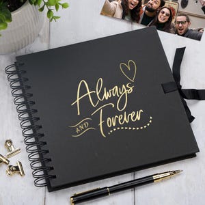 Always and Forever Black Love Scrapbook Photo album or Guest Book Foil Script