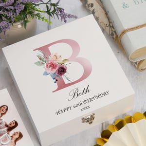 Personalised Pink Letter Monogram Keepsake Wooden Box