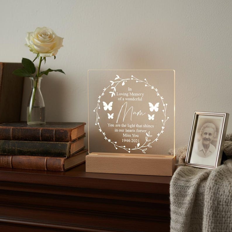 In Loving Memory Of Mum Remembrance Memorial Personalised Light LED Lamp Bild 5