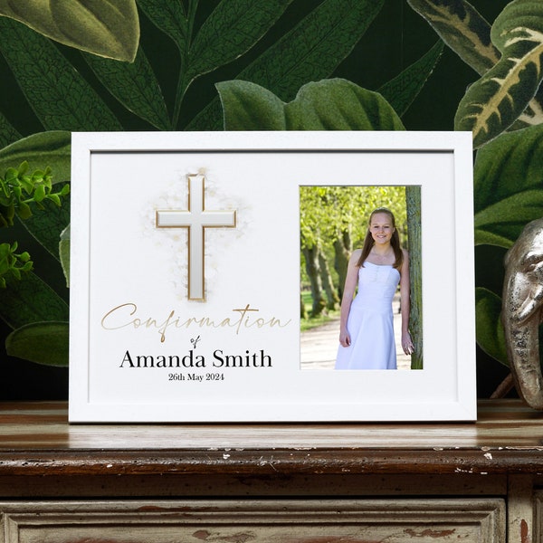 Personalised Confirmation Photo Frame With Silver Cross