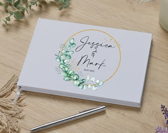 Personalised Wedding Guest Book With Eucalyptus Wreath