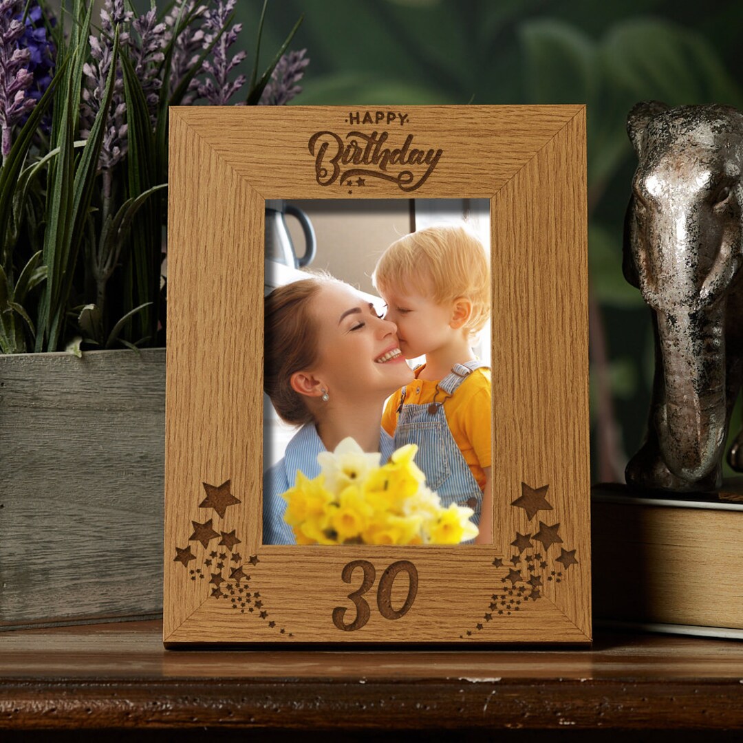Happy 30th Birthday Portrait Photo Frame Star Design Gift - Etsy