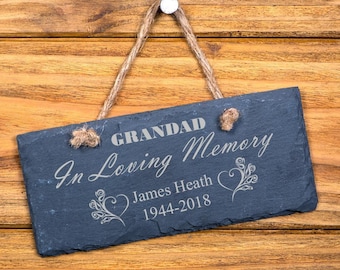 Personalised Grandad Memorial Remembrance Slate Plaque