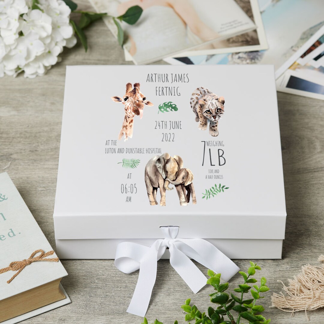Personalised Safari Animal New Baby Keepsake Box Gift - Etsy
