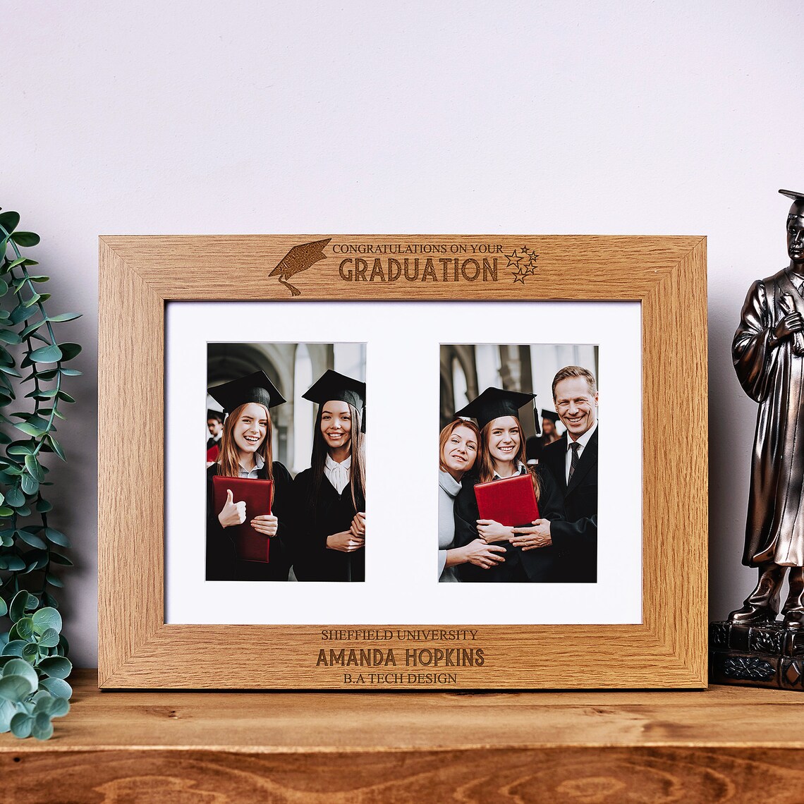 Triple Frame Graduation Personalised Graduation Congratulations Wooden Double Photo Frame - Etsy