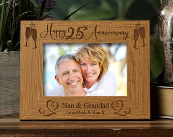 Personalised 25th Wedding Anniversary Wooden Photo Frame Gift