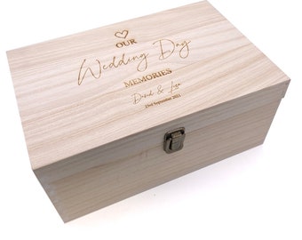 Personalised Large Wooden Our Wedding Day Memories Keepsake Box