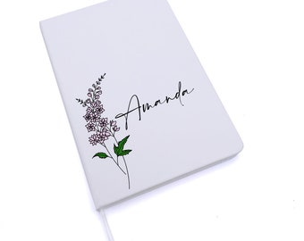 Personalised Birth Flower Birthday notebook Gift