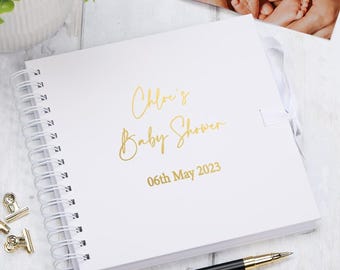 Personalised Baby Shower White Guest Book Scrapbook or Photo Album