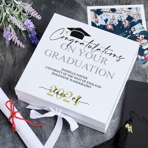 Personalised Class of Year Graduation Gift Keepsake Memory Box image 1