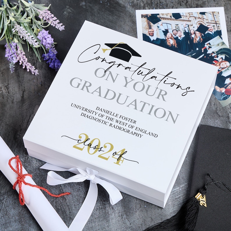 Personalised Class of Year Graduation Gift Keepsake Memory Box image 1