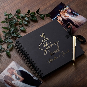 Personalised Our Story So Far Love Themed Black Scrapbook Photo album