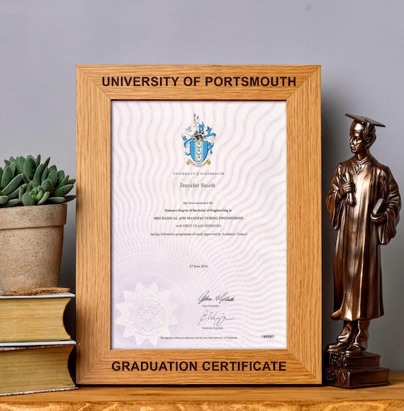 Personalised Engraved Wooden Graduation Certificate Holder Frame Gift A4 Size