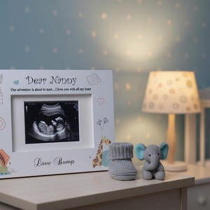 Marco de fotos para escanear el nacimiento de un bebé y regalo para la futura niñera