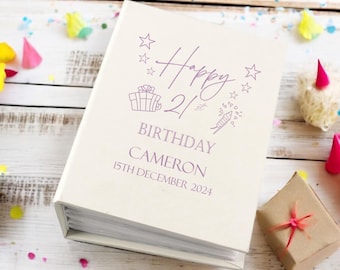 Presente de aniversário de 21 anos personalizado para ela ou ele com álbum de fotos com capas de 100 x 6 x 4 de capacidade