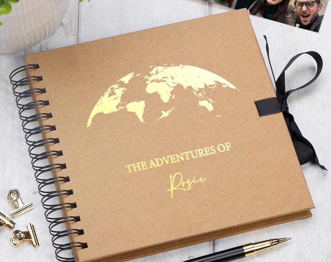Personalised Kraft Brown Adventures Holiday Love Scrapbook Photo Album