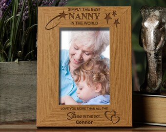 Personalised Simply The Best Nanny Portrait Wooden Photo Frame Gift