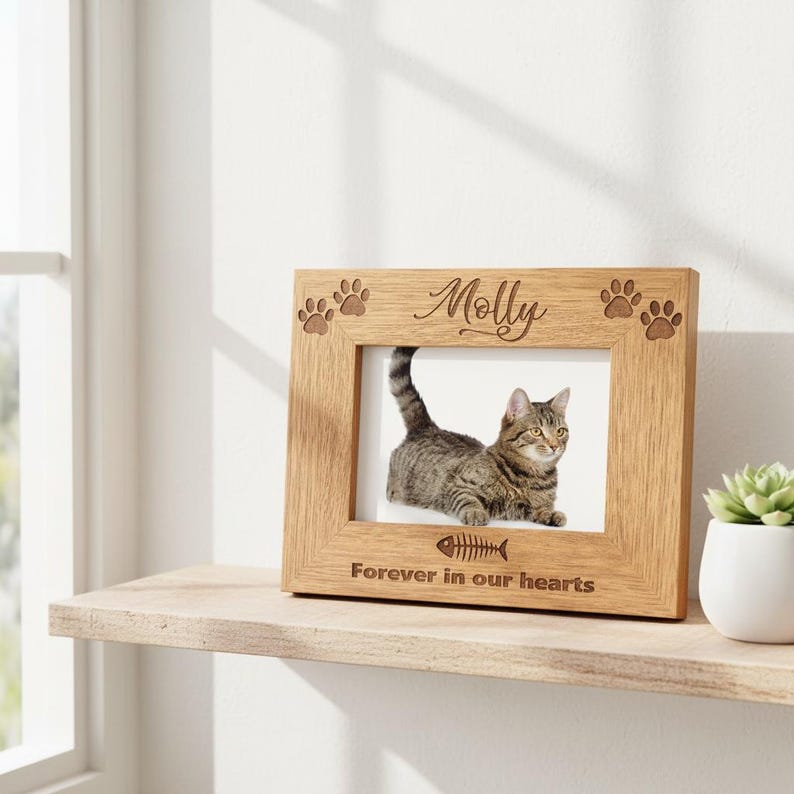 Cat Remembrance Personalised Engraved Photo Frame Gift image 4