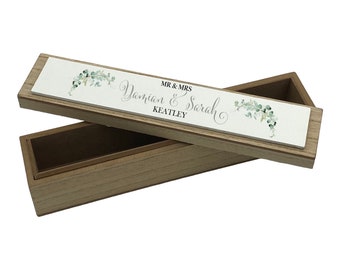 Personalised Mr and Mrs Vintage Style Wooden Wedding Certificate Holder