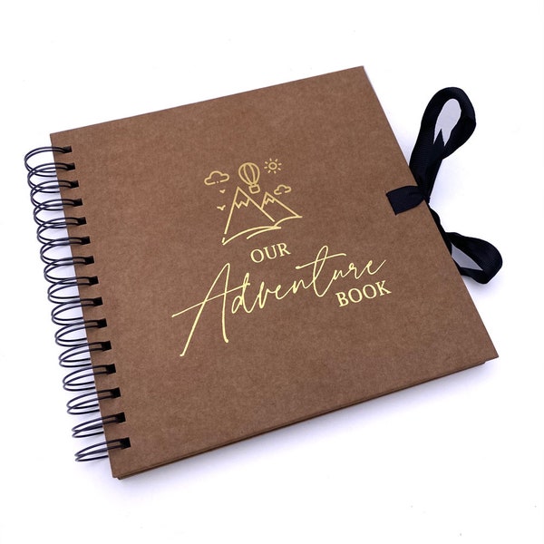 Our Adventure Book Brown Scrapbook Photo album Gold Script