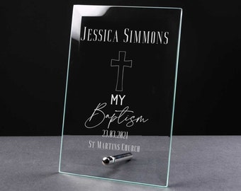 Personalised Baptism Gift Glass Plaque