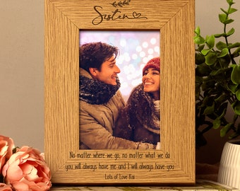 Personalised Sister Sentiment Gift Wooden Photo Picture Frame Portrait