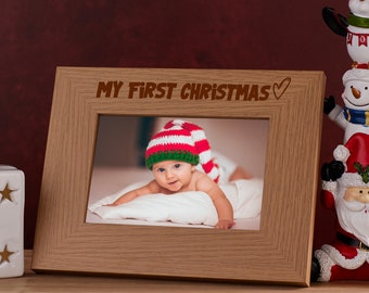 Oak My First Christmas Picture Photo Frame Heart Gift Landscape