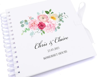 Personalised Pink Flower Wedding Scrapbook Photo Album