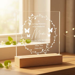 In Loving Memory Of Mum Remembrance Memorial Personalised Light LED Lamp Bild 3