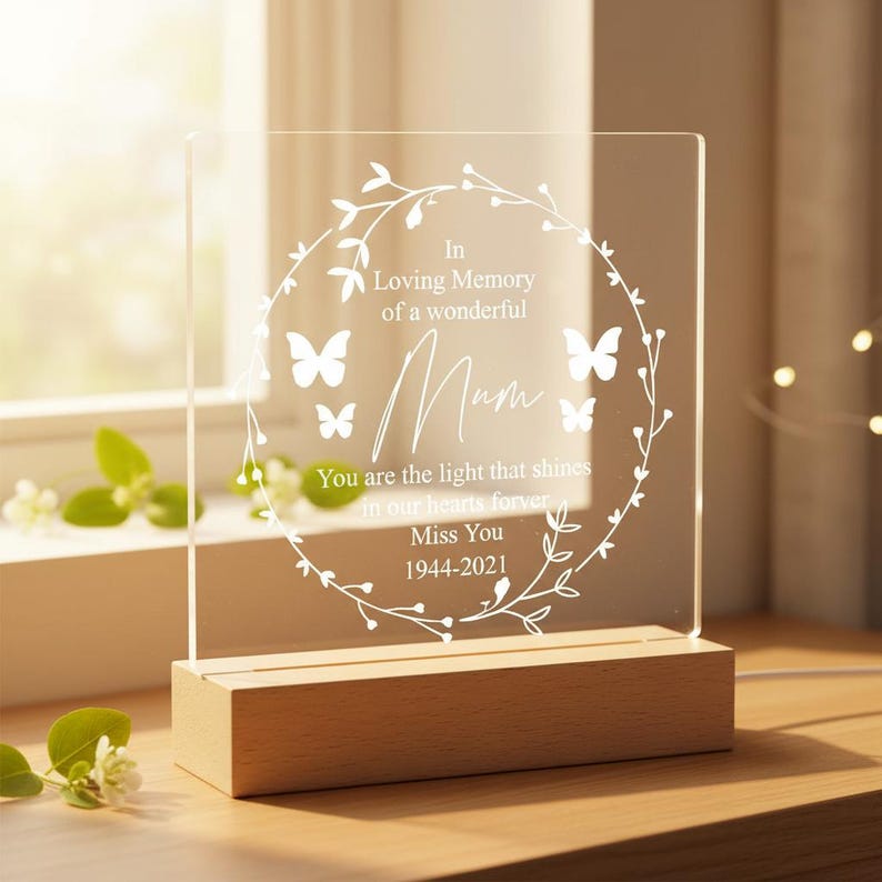 In Loving Memory Of Mum Remembrance Memorial Personalised Light LED Lamp Bild 3