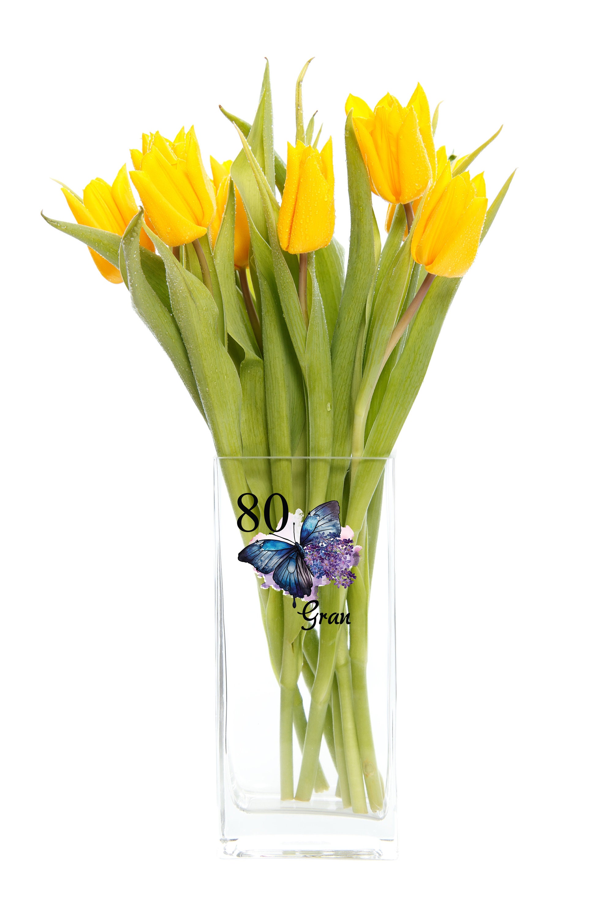 Personalised 80th Birthday Flower Vase Gift Present With Butterfly Etsy