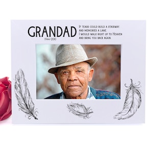 Personalised Grandad Remembrance Memorial White Photo Frame wood finish Landscape